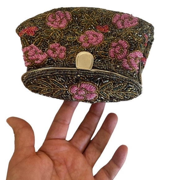 Hand Beaded Clutch w/Crossbody Chain - Picture 2 of 3